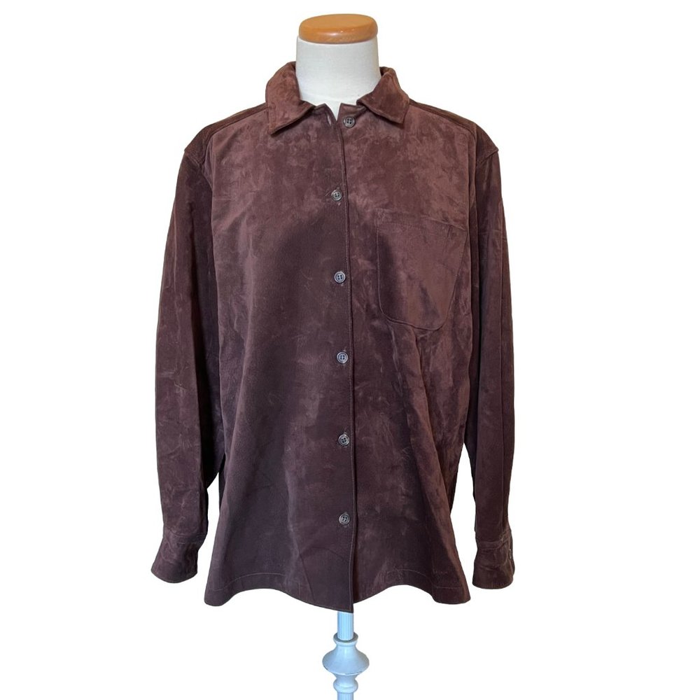 Golden Bear Brown Suede Leather Shirt Jacket L